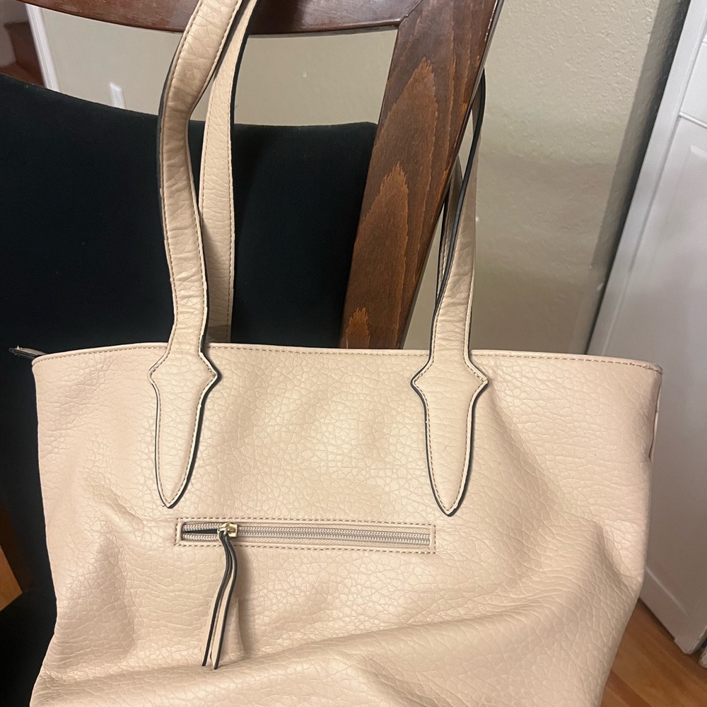 Nicole Miller Elegant Cream Tote Bag